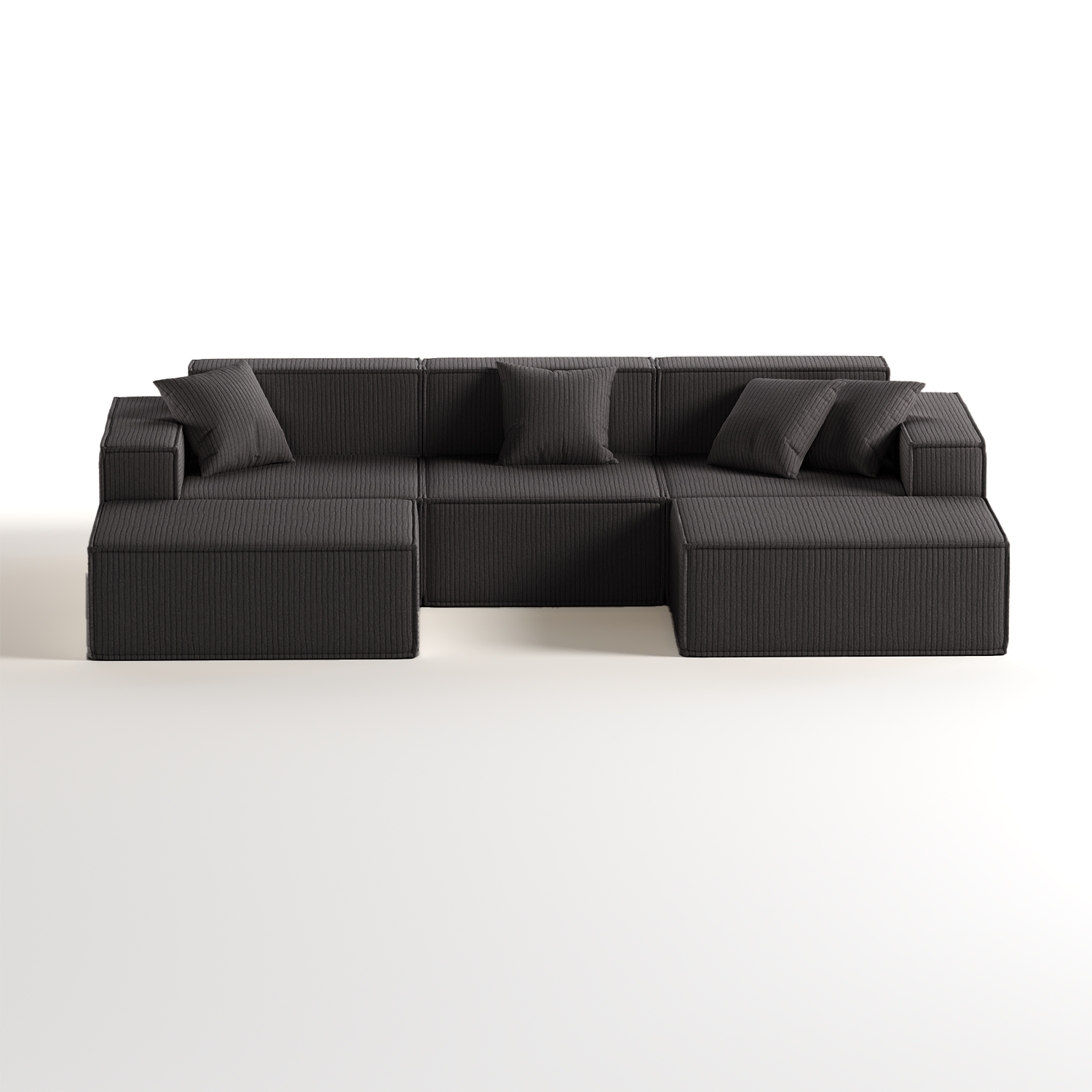 Sofá na Caixa Pelion 3 lugares + 2 chaises em Boucle - Cinza