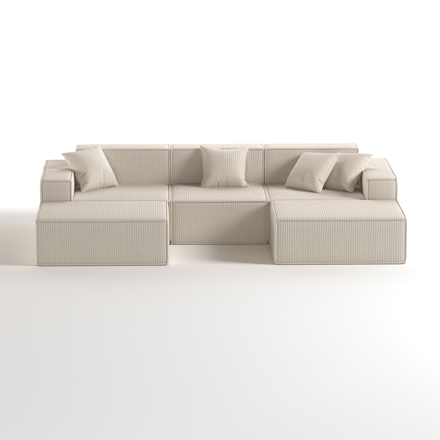 Sofá na Caixa Pelion 3 lugares + 2 chaises em Boucle - Linho