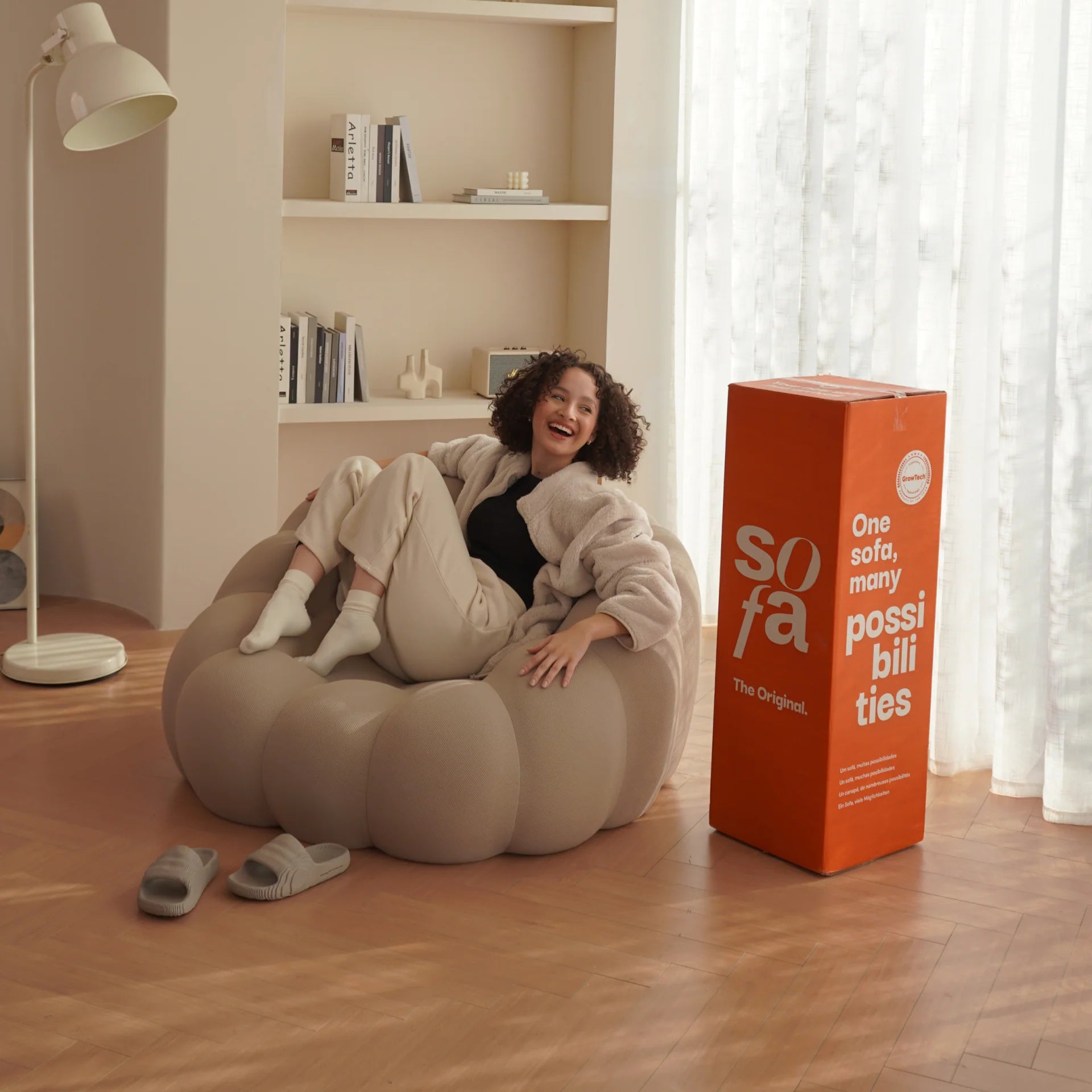 Sofá na Caixa cosmo 1 lugares em Boucle - Linho