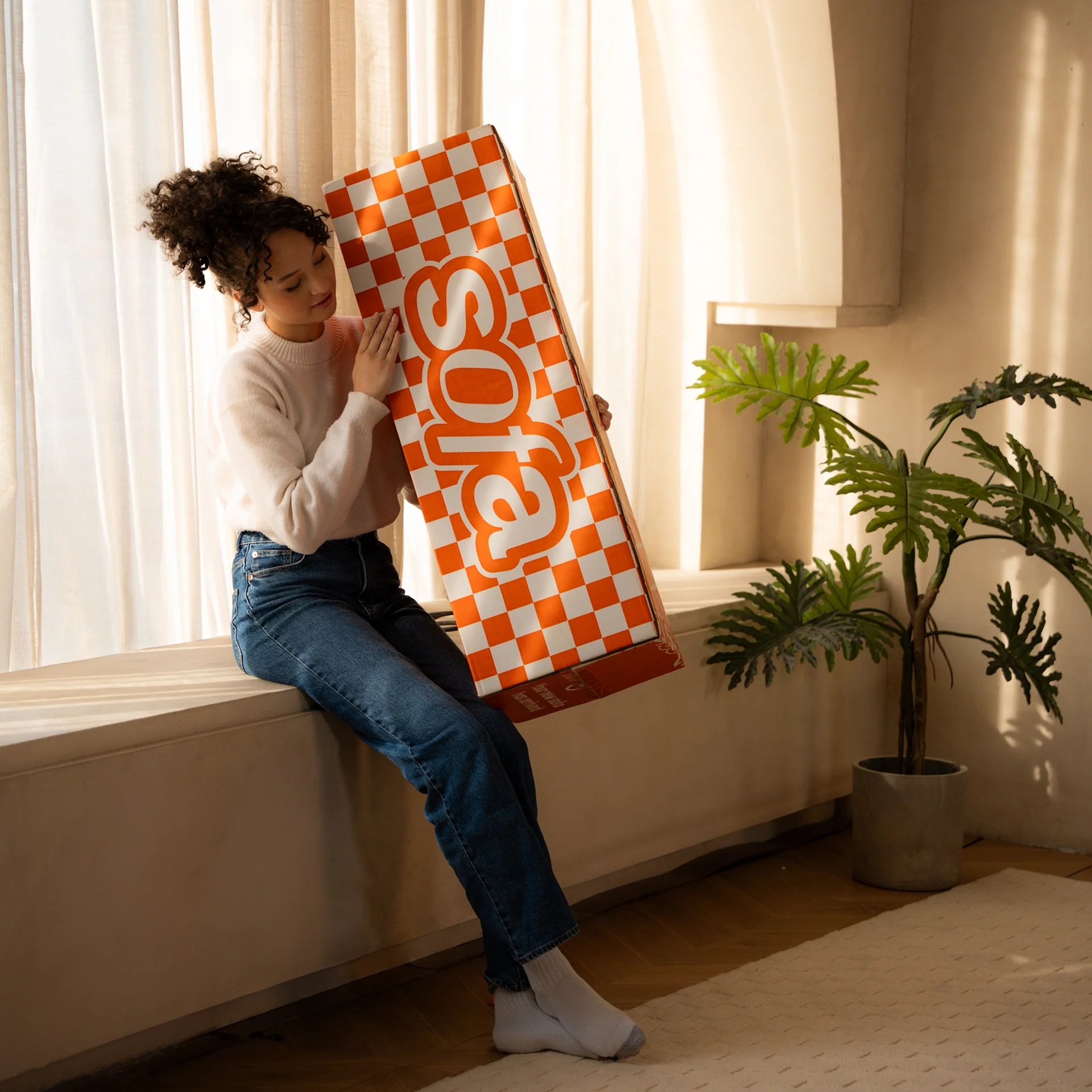 Sofá na Caixa cosmo 1 lugares em Boucle - Laranja