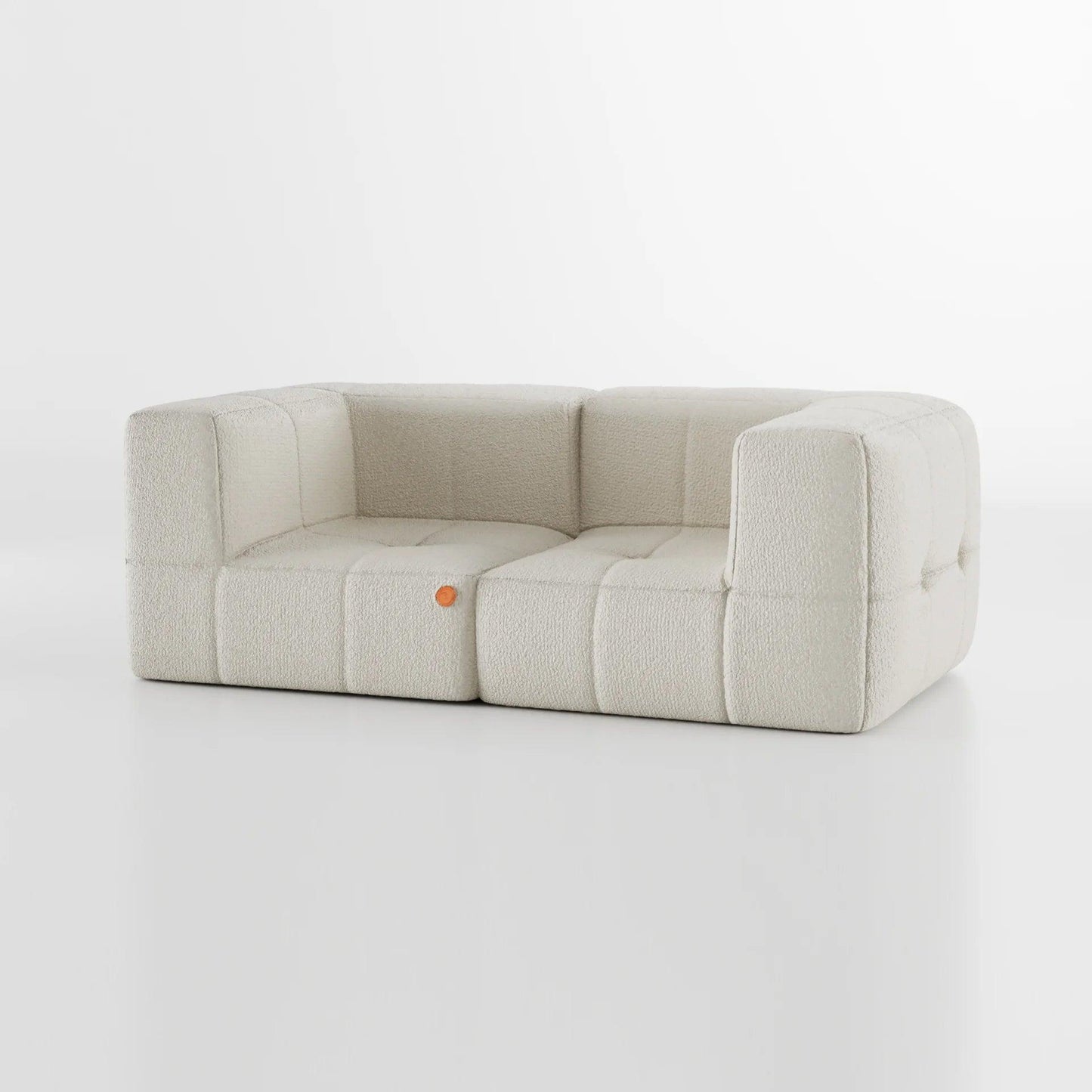 Sofá na Caixa modular 2 lugares 2 braços em Boucle - Linho