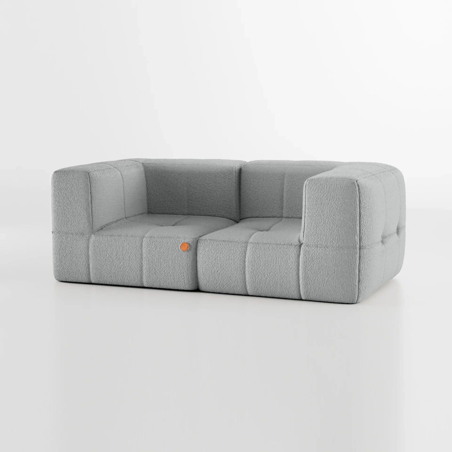 Sofá na Caixa modular 2 lugares 2 braços em Boucle - Cinza