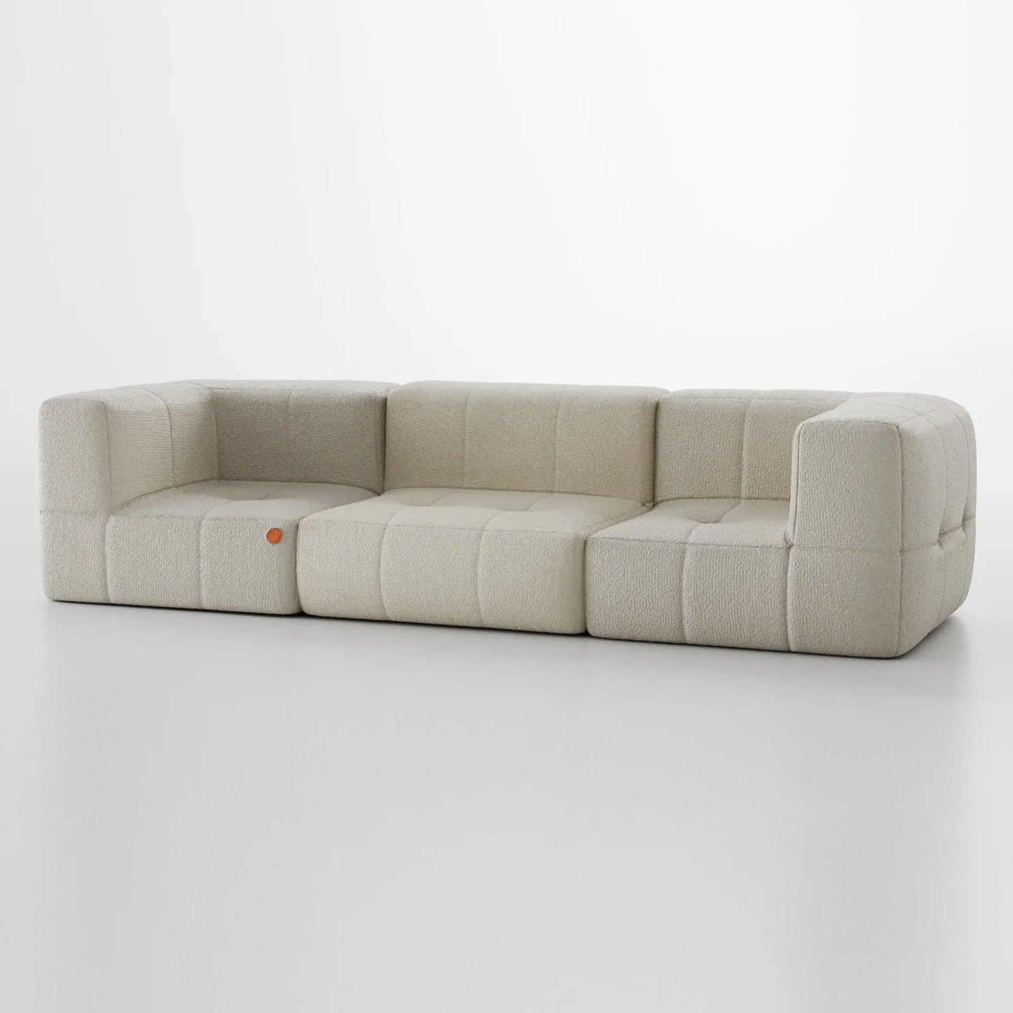 Sofá na Caixa modular 3 lugares 2 braços em Boucle - Linen