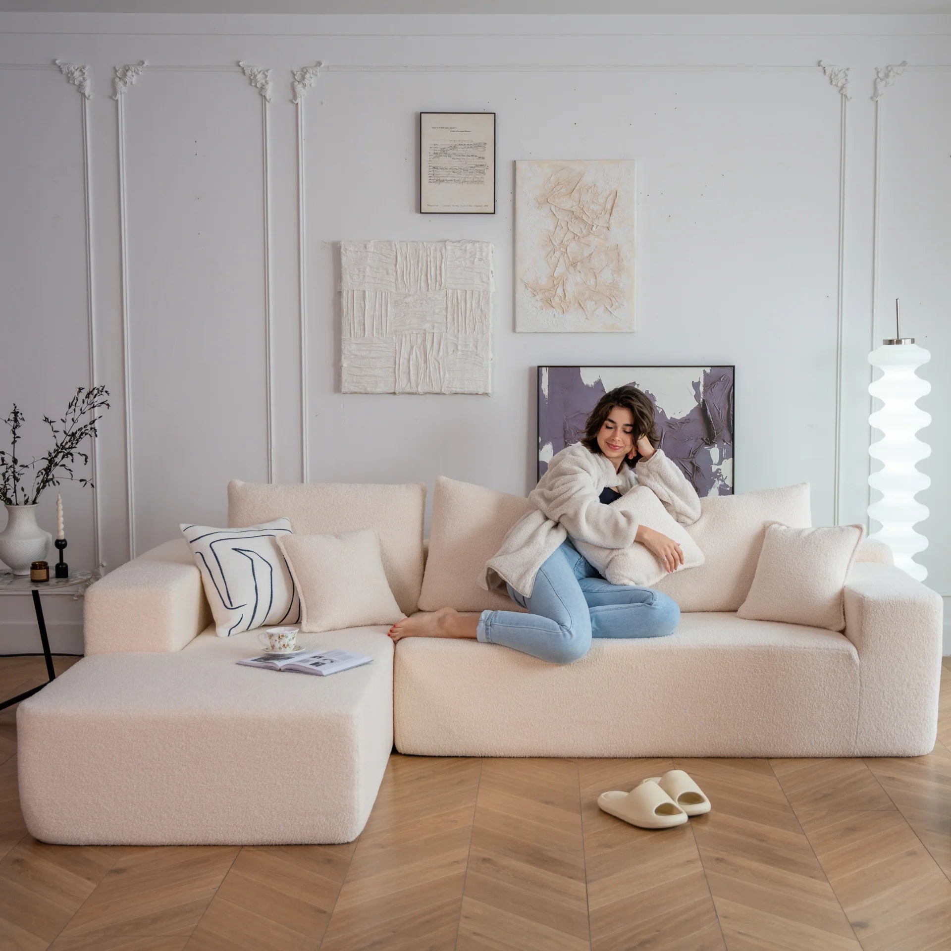<tc>The growing sofa</tc> Aran in Boucle - Linnen
