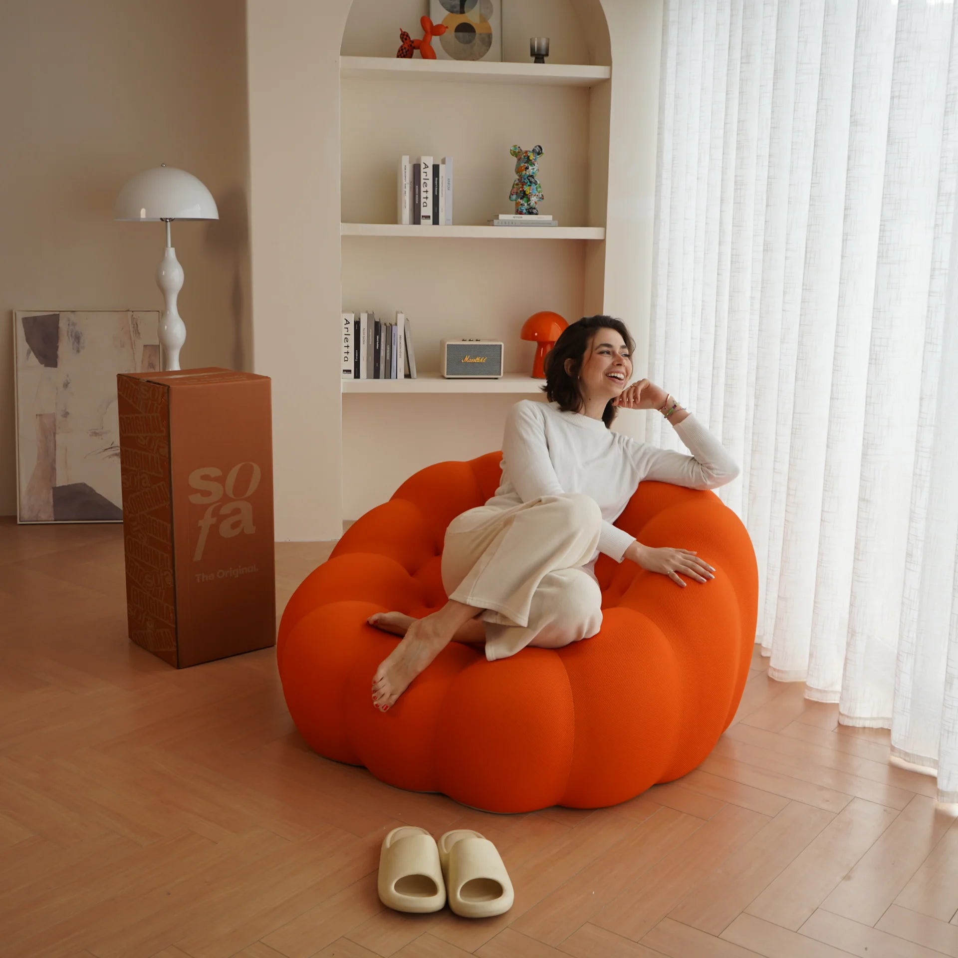 Sofá na Caixa cosmo 1 lugares em Boucle - Laranja