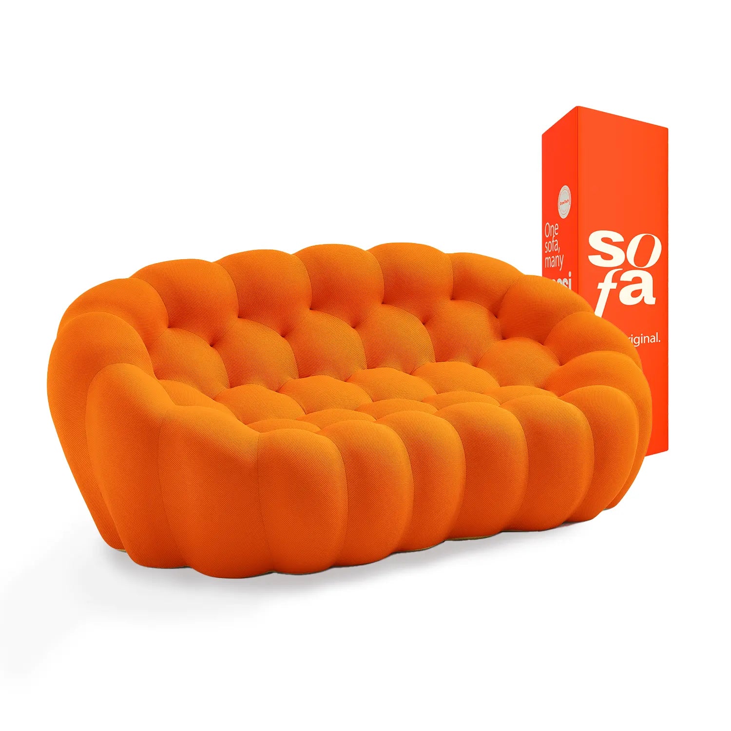 Sofá na Caixa cosmo 3 lugares em Boucle - Laranja
