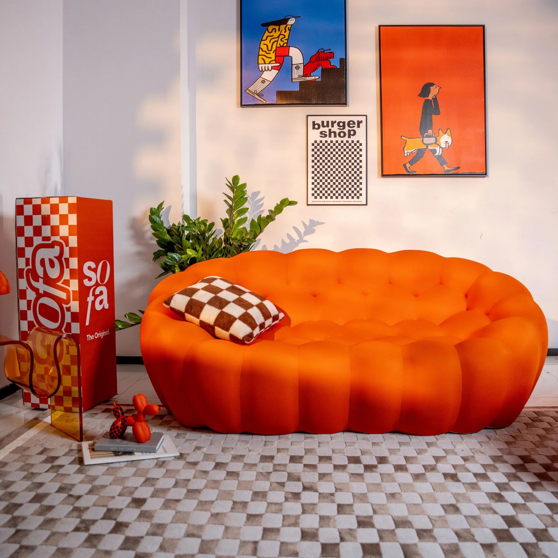 Sofá na Caixa cosmo 3 lugares em Boucle - Laranja