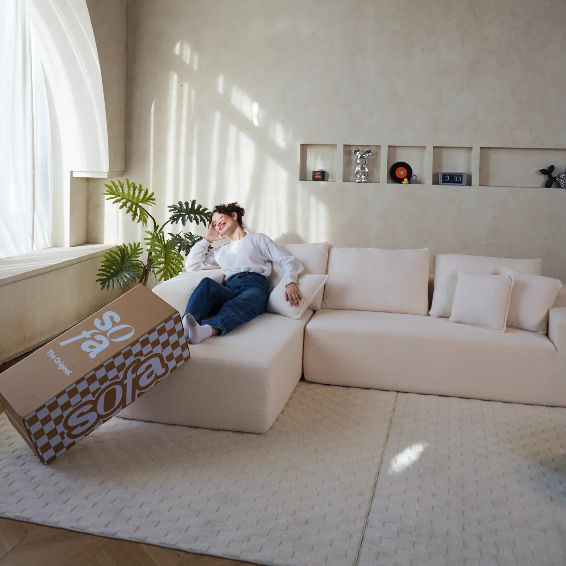 <tc>The growing sofa</tc> Aran in Boucle - Linnen