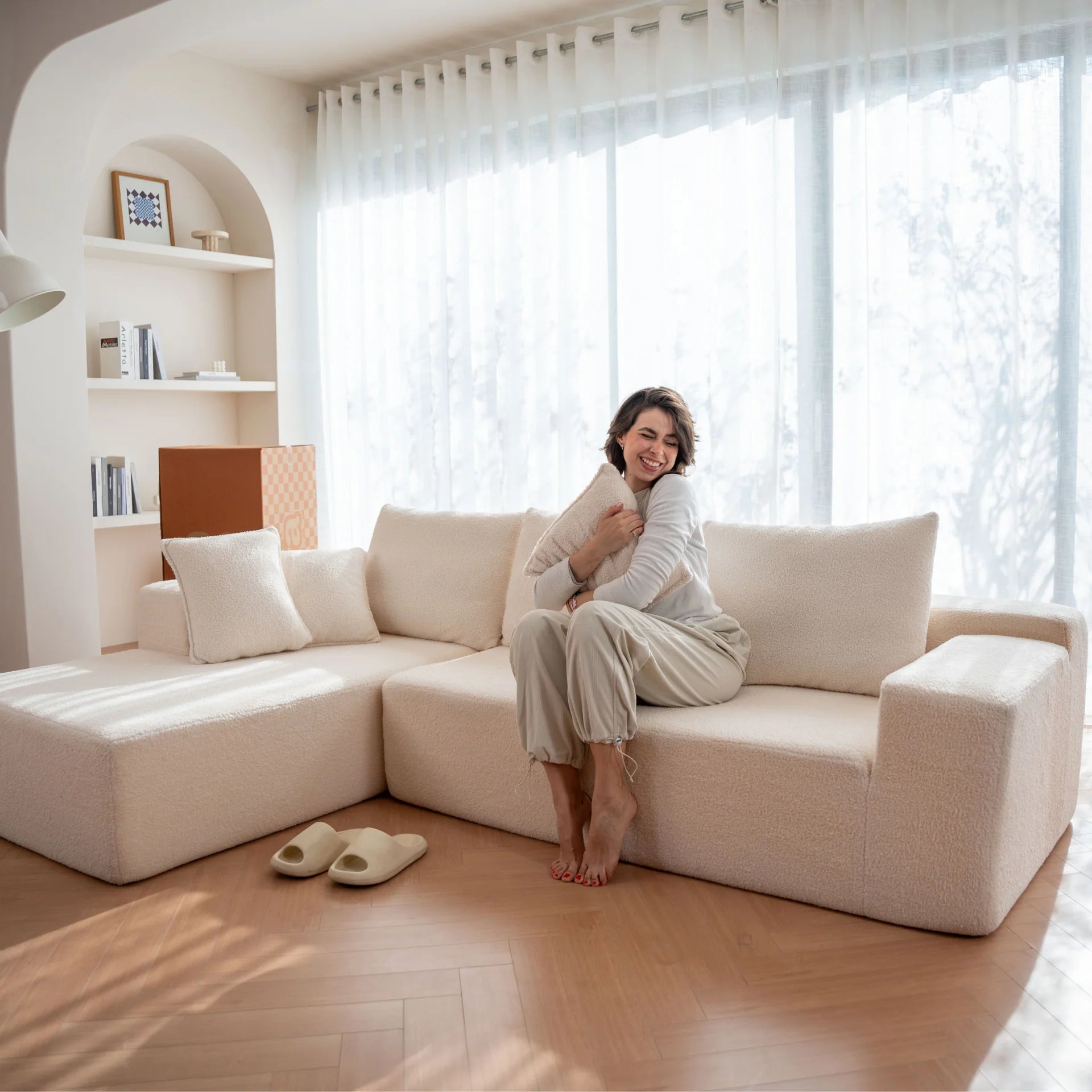 <tc>The growing sofa</tc> Aran in Boucle - Linnen