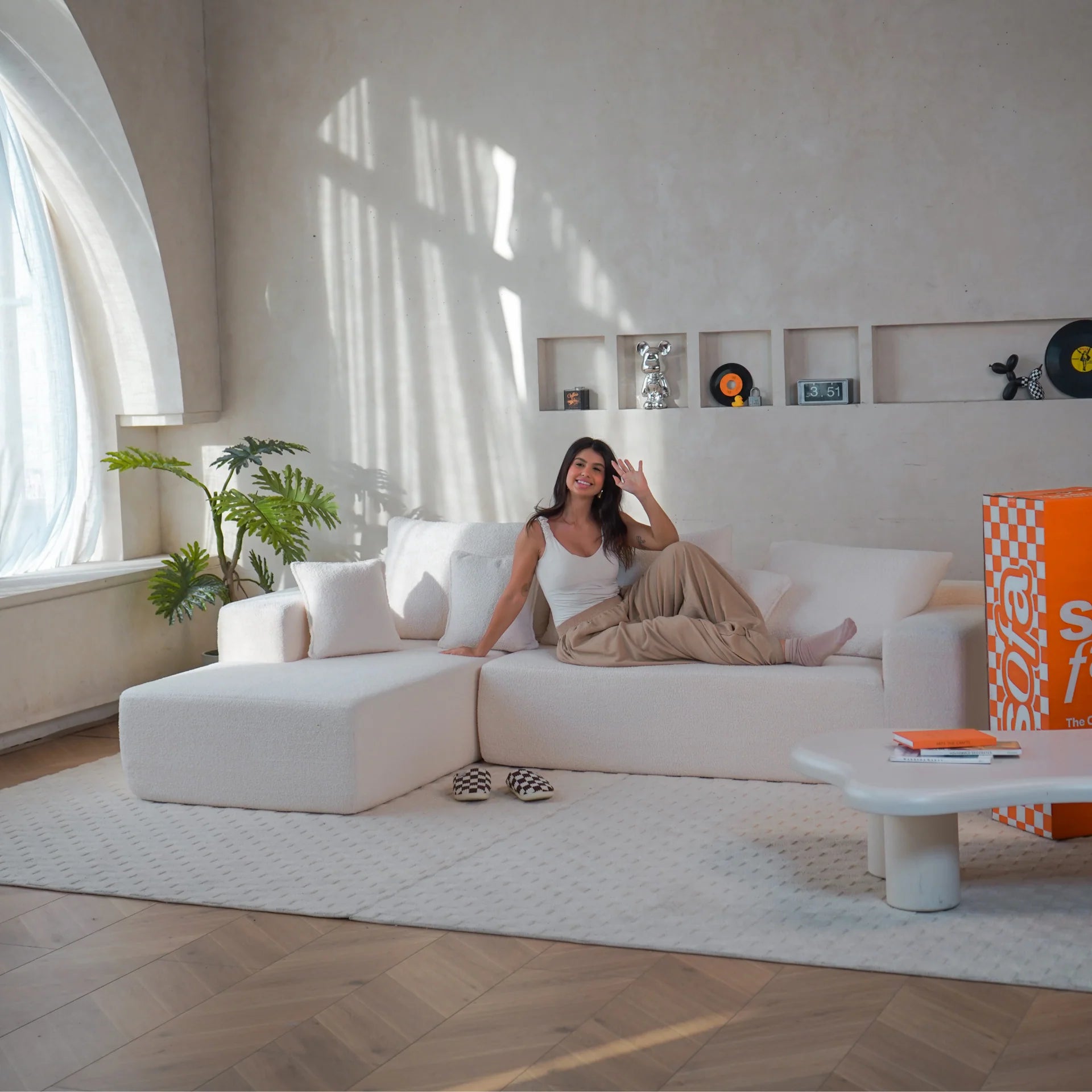 <tc>The growing sofa</tc> Aran in Boucle - Linnen