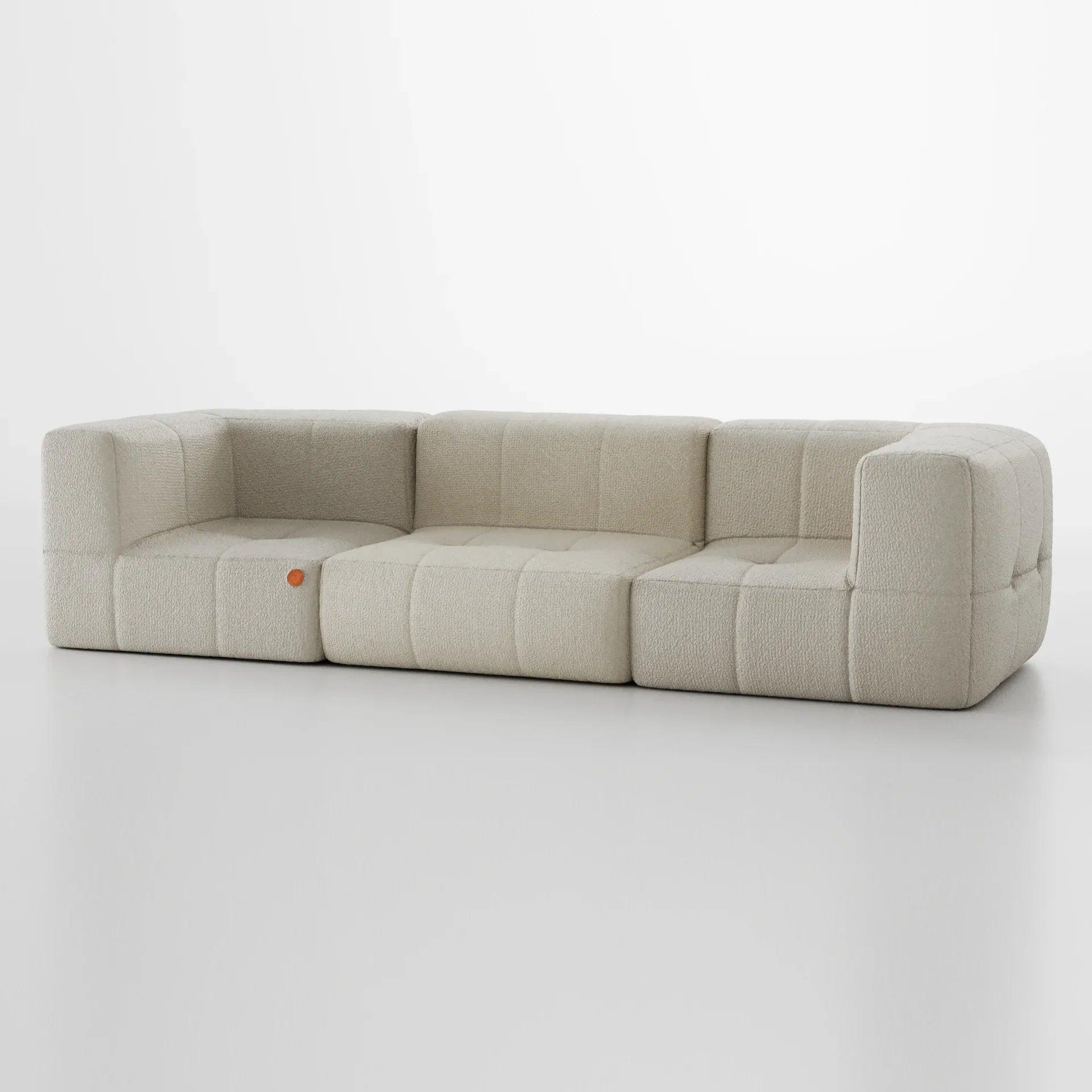 Sofá na Caixa modular 3 seats 2 arms in Boucle - Linen