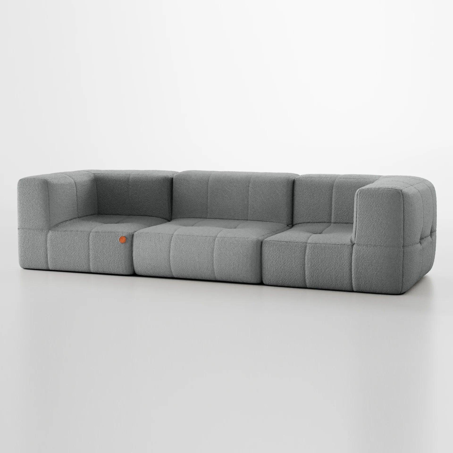 Sofá na Caixa modular 3 seats 2 arms in Boucle - Gray