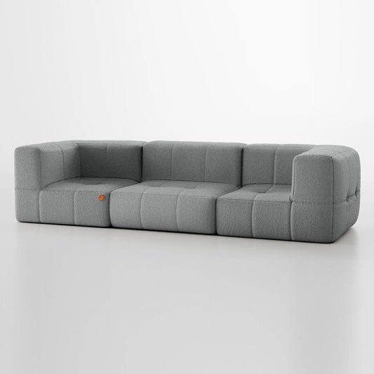 Sofá na Caixa modular 3 lugares 2 braços em Boucle - Cinza